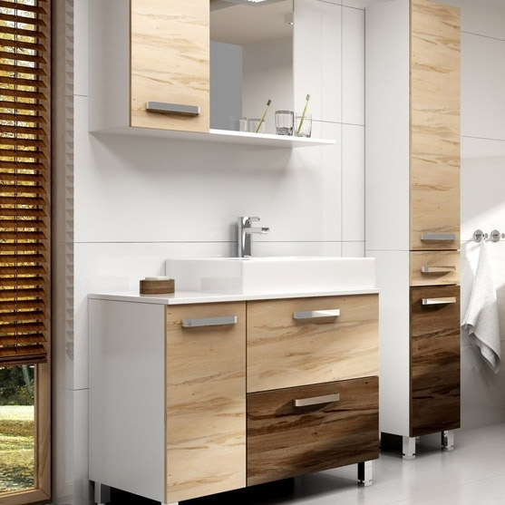 欧式仿古 天然大理石台面浴室柜 进口橡木浴室柜