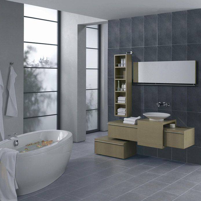 欧式仿古 天然大理石台面浴室柜 进口橡木浴室柜